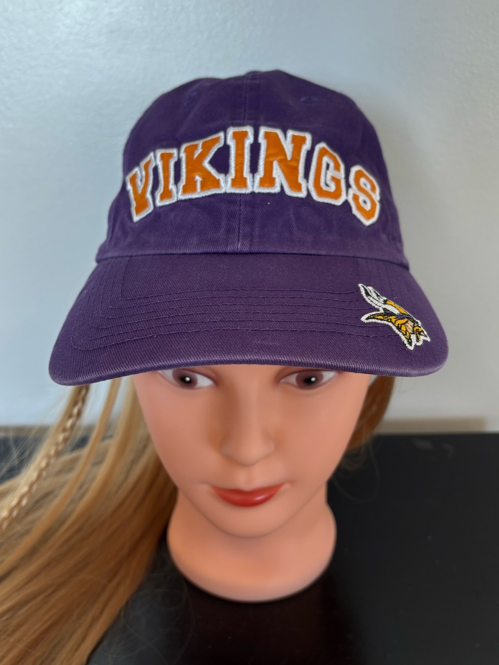 NFL Team Apparel Minnesota Vikings Football Cap Womens OS Adjustable Purple Gold